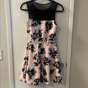 Charming Floral Kids Dress in Pink and Black
